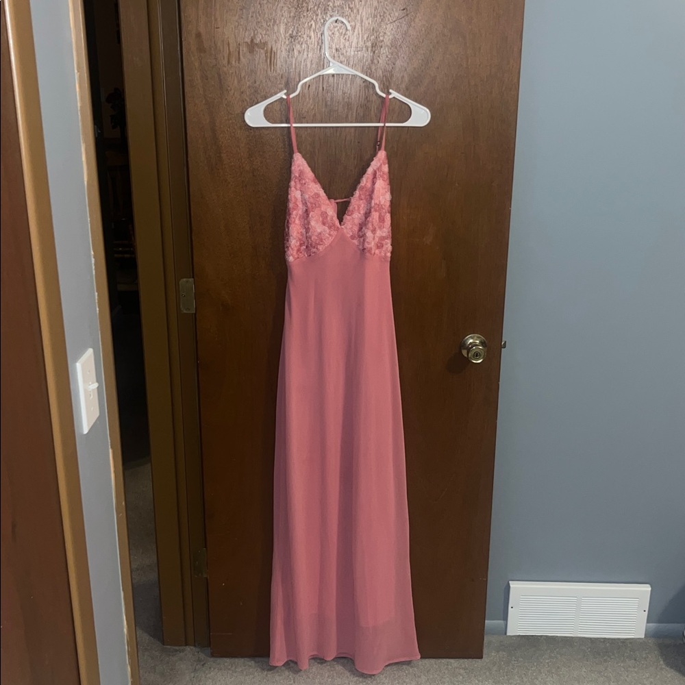 Coral Lace Bodice Slip Dress